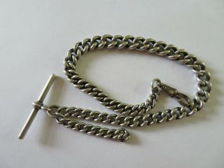 Antique Solid Silver Graduated Albert Chain Pocket Watch Chain 48.  4 Grams