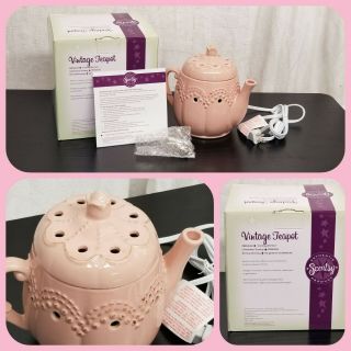 Vintage Teapot Scentsy Warmer Full Size Retired 2014 Nib Candle Aromas Classy