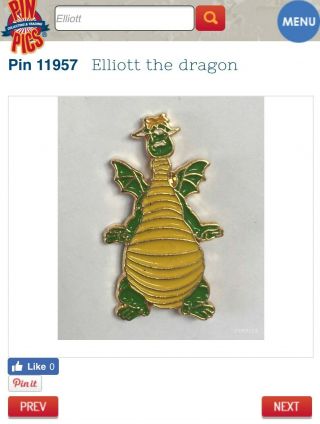 RARE HTF Vintage Walt Disney Elliott Pete ' s Green Dragon Collectible Pin Brooch 2