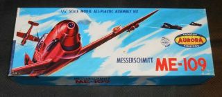 Vintage Aurora Line German Messerschmitt Me - 109 Fighter Red Plastic Model Kit