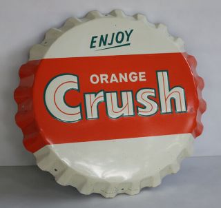 Vintage 1950s Orange Crush 18 " Bottle Cap Soda Pop Sign Stout