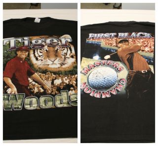 Vtg Tiger Woods Rap Tee T Shirt 90s Double Sided Bay Club Masters Champion Xxl