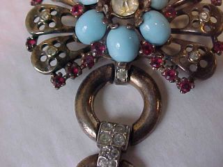 1946 Alfred Philippe Crown Trifari Sterling Turquoise Pin Brooch 4