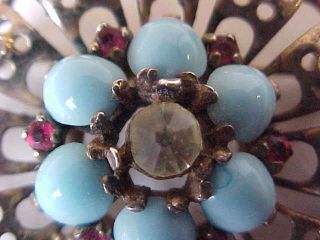 1946 Alfred Philippe Crown Trifari Sterling Turquoise Pin Brooch 8