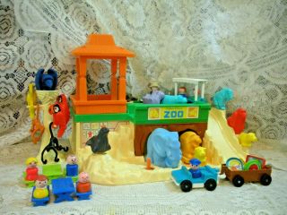 Vintage Fisher Price Little People Play Family Zoo 916 Complete Rare Blue