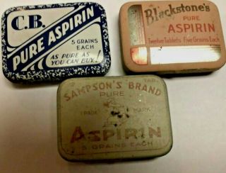 Old Vintage Antique Aspirin Tins,  30’s And 40’s
