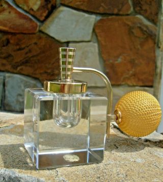 Vintage Devilbiss Square Art Deco Glass Perfume Bottle W/new Atomizer