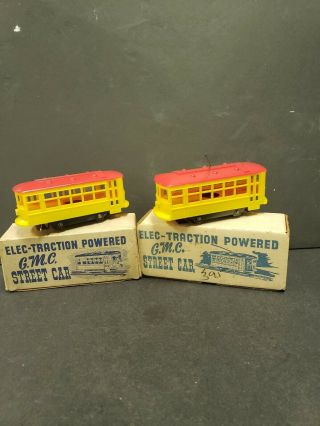 Gmc Traction Powered Street Cars Trolleys (2) W/original Boxs General Motor Co