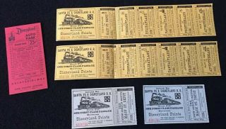 Vintage Disneyland Walt Disney Ride Train Ticket Coupon 1955 1956 Rail Road Rr