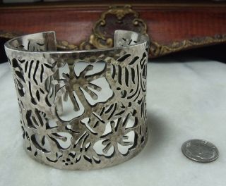 Art Deco Vintage Sterling Silver Very Heavy Hand Chisel Bracelet