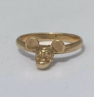 Vintage Early Disney Mickey Mouse Ring 14k Gold Rare Hard To Find