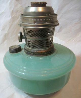 Vintage Aladdin Lamp Co.  Jadeite Green Glass Oil Lamp Model C Burner