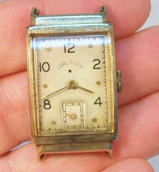 Vintage 14k Yellow Gold Lord Elgin 21 Jewels Wrist Watch 9.  0 Gram Case -