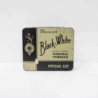 Vintage Marcovitch Tobacco Tin Black & White Ready Rubbed Virginia Tobacco 323 2