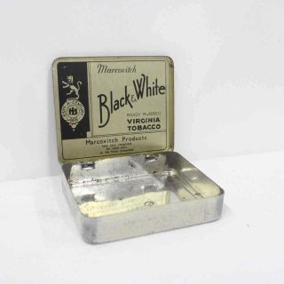 Vintage Marcovitch Tobacco Tin Black & White Ready Rubbed Virginia Tobacco 323 4