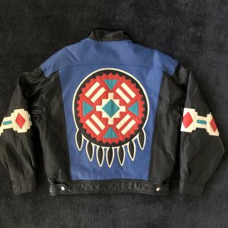 Rare Vtg Michael Hoban Native American Wheremi Leather Jacket Size Med B2
