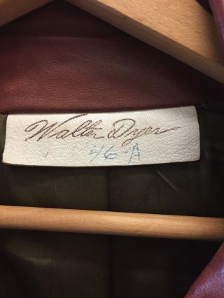 Vtg 70s Men L Walter Dyer Brown Leather Jacket Leather Buttons 3