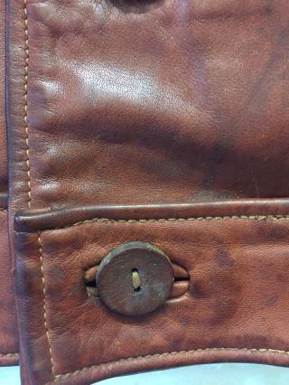 Vtg 70s Men L Walter Dyer Brown Leather Jacket Leather Buttons 4