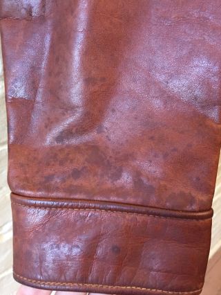 Vtg 70s Men L Walter Dyer Brown Leather Jacket Leather Buttons 5