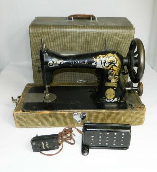 Antique Electric Singer Sewing Machine Model 15 - 31 Serial H219774 1906 Vintage