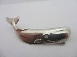 Whale Sterling Silver Brooch Pin Vintage English Robert Allison.  Tbj07374