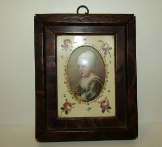 AN ANTIQUE GEORGIAN MINIATURE PORTRAIT PAINTING OF A BABY IN A WHITE HAT 3