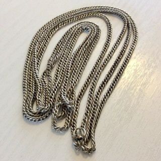 Lovely Antique Victorian Solid Silver Full Length Guard Chain Muff Chain 60 Inch