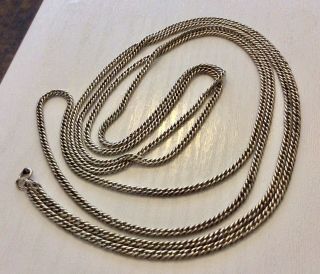 Lovely Antique Victorian Solid Silver Full Length Guard Chain Muff Chain 60 inch 2