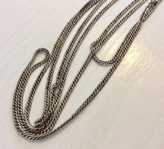 Lovely Antique Victorian Solid Silver Full Length Guard Chain Muff Chain 60 inch 4