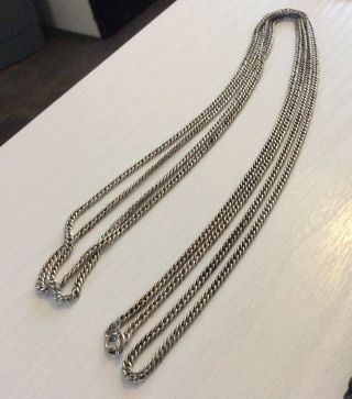 Lovely Antique Victorian Solid Silver Full Length Guard Chain Muff Chain 60 inch 7