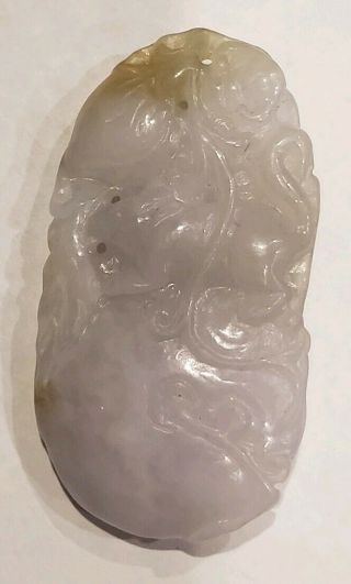 Antique / Vintage Chinese Carved Jade Pendant Jadeite 2 " 1/4
