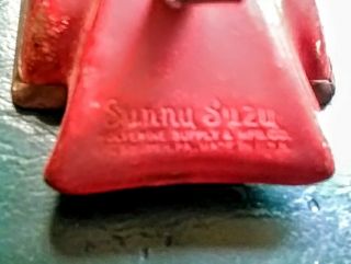 Vintage 1940 ' s Childs Toys Red Sunny Suzy Metal Iron & Wooden Rolling Pin 4