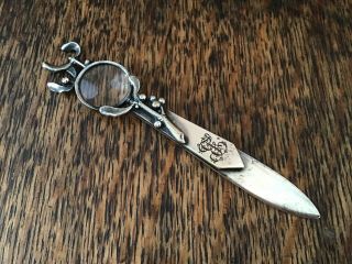 Mistletoe Victorian French Silver Plated Book Mark Reading Magnifier Magnifying