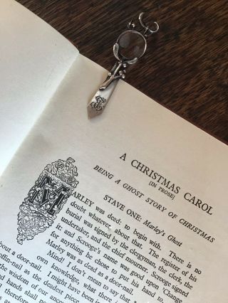 MISTLETOE Victorian French Silver Plated Book Mark Reading Magnifier Magnifying 3