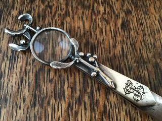 MISTLETOE Victorian French Silver Plated Book Mark Reading Magnifier Magnifying 6