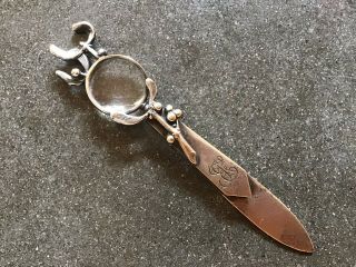 MISTLETOE Victorian French Silver Plated Book Mark Reading Magnifier Magnifying 8