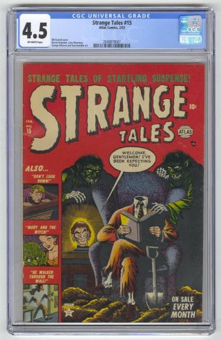 Strange Tales 15 Cgc 4.  5 Vintage Marvel Atlas Comic Pre - Hero Horror Gold 10c