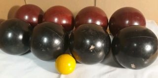 Vintage Rustic Bocce Ball Set Red and Black Sport Craft Italy - 2