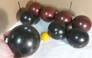 Vintage Rustic Bocce Ball Set Red and Black Sport Craft Italy - 3