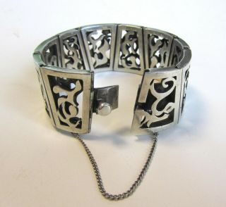 ANTONIO PINEDA VINTAGE MEXICAN STERLING SILVER MODERNIST BRACELET ABSTRACT TAXCO 10