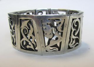 Antonio Pineda Vintage Mexican Sterling Silver Modernist Bracelet Abstract Taxco