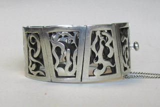 ANTONIO PINEDA VINTAGE MEXICAN STERLING SILVER MODERNIST BRACELET ABSTRACT TAXCO 2
