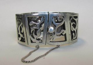 ANTONIO PINEDA VINTAGE MEXICAN STERLING SILVER MODERNIST BRACELET ABSTRACT TAXCO 3