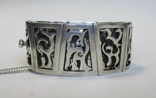 ANTONIO PINEDA VINTAGE MEXICAN STERLING SILVER MODERNIST BRACELET ABSTRACT TAXCO 4