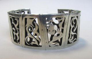 ANTONIO PINEDA VINTAGE MEXICAN STERLING SILVER MODERNIST BRACELET ABSTRACT TAXCO 5