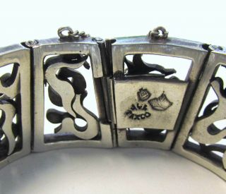 ANTONIO PINEDA VINTAGE MEXICAN STERLING SILVER MODERNIST BRACELET ABSTRACT TAXCO 6