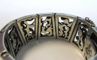 ANTONIO PINEDA VINTAGE MEXICAN STERLING SILVER MODERNIST BRACELET ABSTRACT TAXCO 8