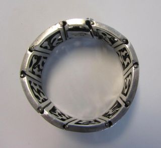 ANTONIO PINEDA VINTAGE MEXICAN STERLING SILVER MODERNIST BRACELET ABSTRACT TAXCO 9