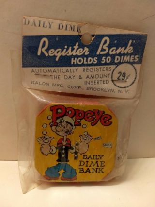 Vintage 1956 Popeye Daily Dime Bank Tin Litho From 1956 In