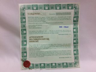 Rolex 18038 Vintage Attestation De Chronometre Certificate 1986 Guarantee Paper